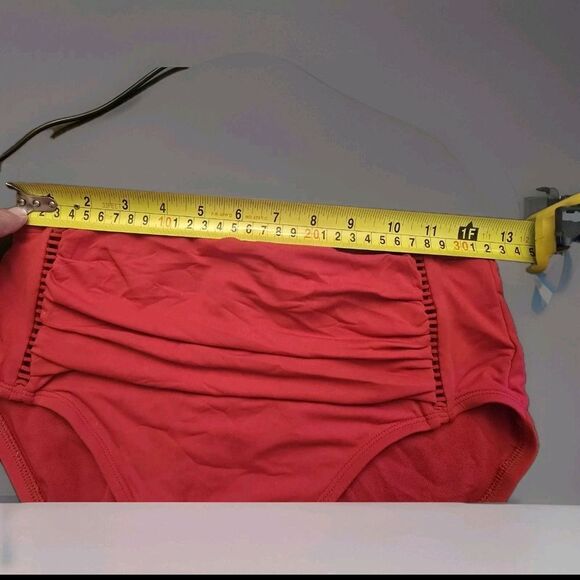 Bleu Rod Beattie Red Ruched High-Waist Bikini Bottoms Size 6 NWT $59 - Picture 7 of 12